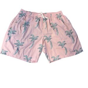 Chubbies Mens Pink Palm Tree Print Swim Trunks XXL 7 Inch Inseam Shorts FLAWS